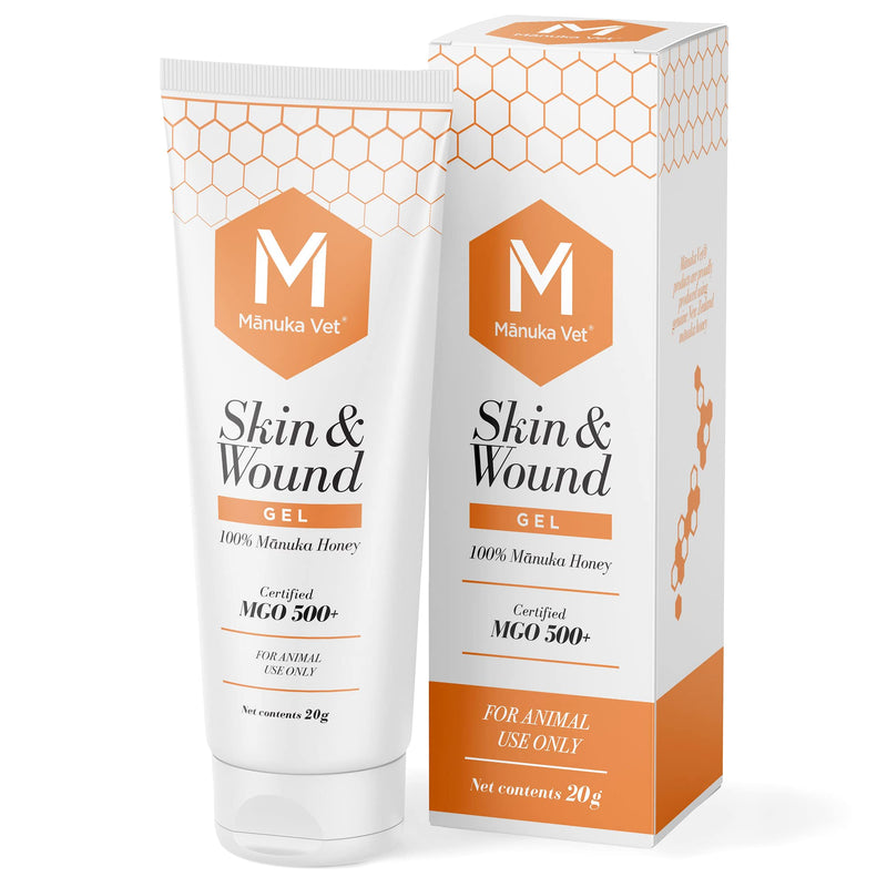 Manuka Vet Skin & Wound Gel, 500+ MGO Medical Grade Manuka Honey, Rapid Healing & Skin Repair Treatment for Dogs, Horses and Cats, 0.71oz (20g) Tube Small Tube 0.71 oz - PawsPlanet Australia