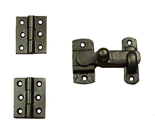 Wild West Hardware Speakeasy Door Mounting Kit, Rustic Style, Cast Iron, Powder Coated Black Finish, 1 5/8 Inch x 2 Inch Hinges