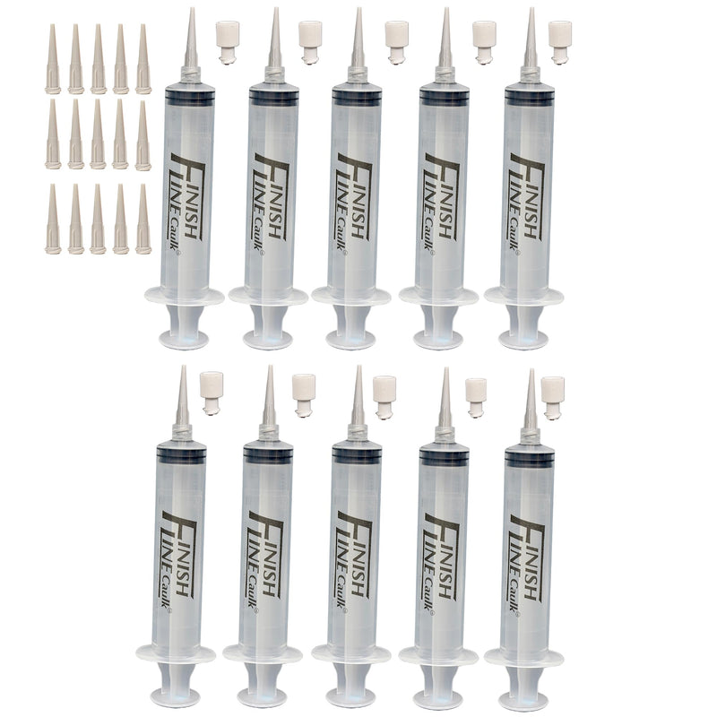 30 ML Caulking Syringes With Easy Grip Caps and 25 Plastic Dispensing Tips - Filling Kit Sold Separate