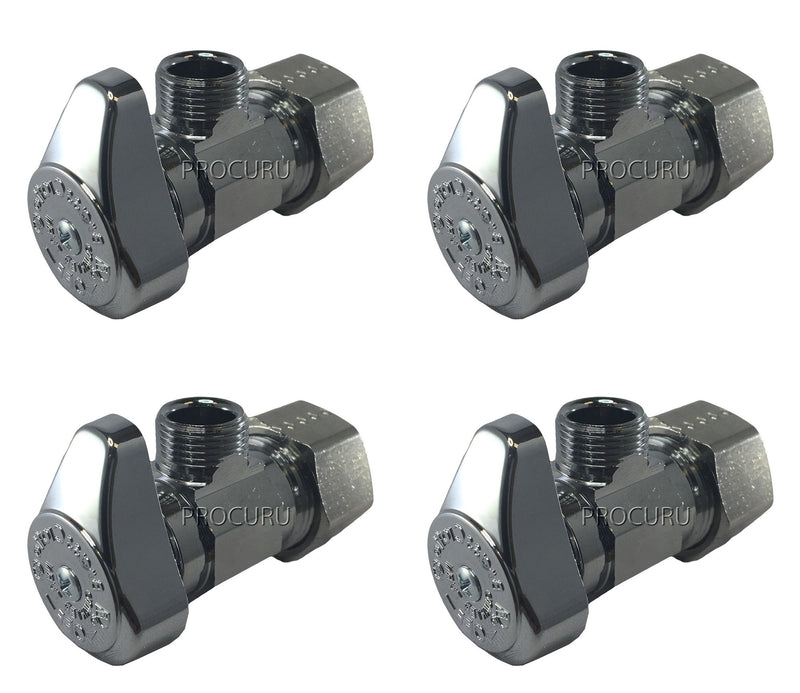(4-Pack) BrassCraft G2CR19L1X 1/2-in Nominal Comp x 3/8-in OD Outlet Chrome Plated Brass 1/4-Turn Angle Stop Valve Less Outlet Sleeve/Nut (4-Pack)
