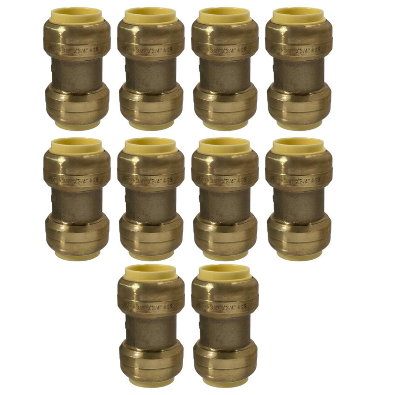 10 Pack XFITTING 3/4" Push Fit Coupling, 3/4" Push to Connect Coupling