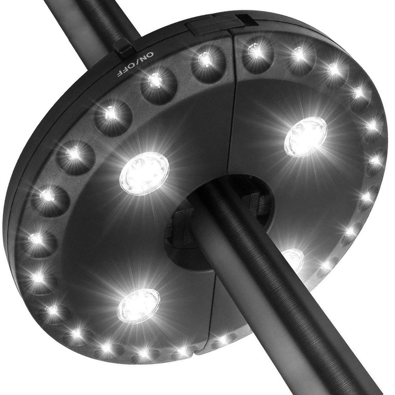 LATME Patio Umbrella Light 3 Brightness Modes Cordless-4 x AA Battery Operated,Umbrella Pole Light Camping Tents or Indoor Use 28led-Black