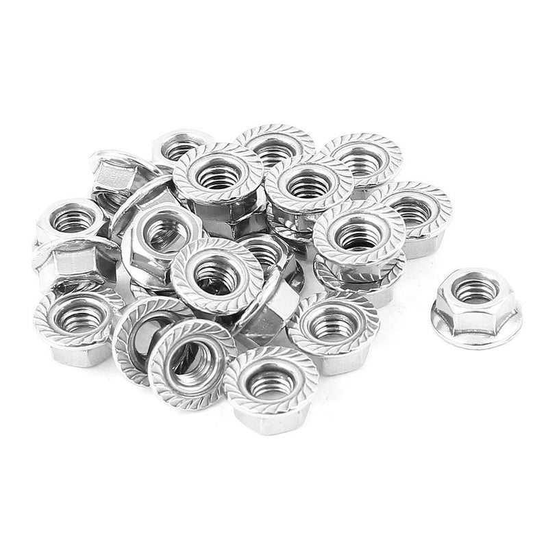 M6 x 1mm Thread 304 Stainless Steel Serrated Flange Metric Hex Lock Nuts 26PCS M6（26pcs）