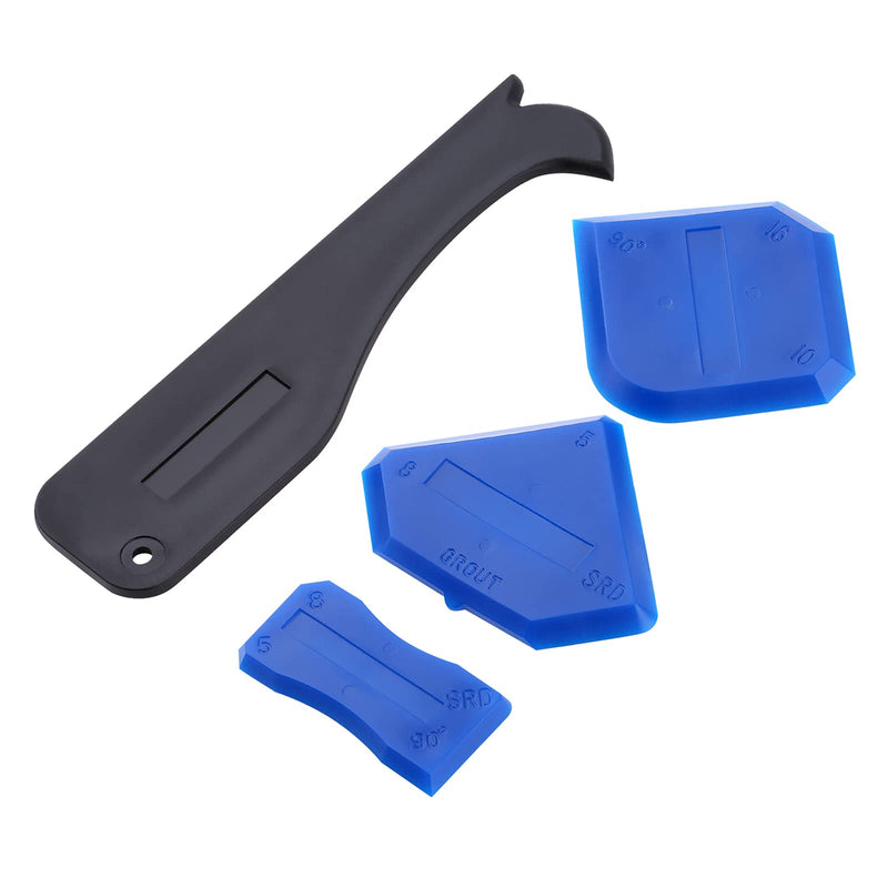 4 Pieces Silicone Caulking Tool Set Sealant Finishing Tool Grout Scraper Caulking Removal Tool for Kitchen Bathroom Floor Sink Joint Sealant Sealing,Reuse and Replace (Blue) Blue