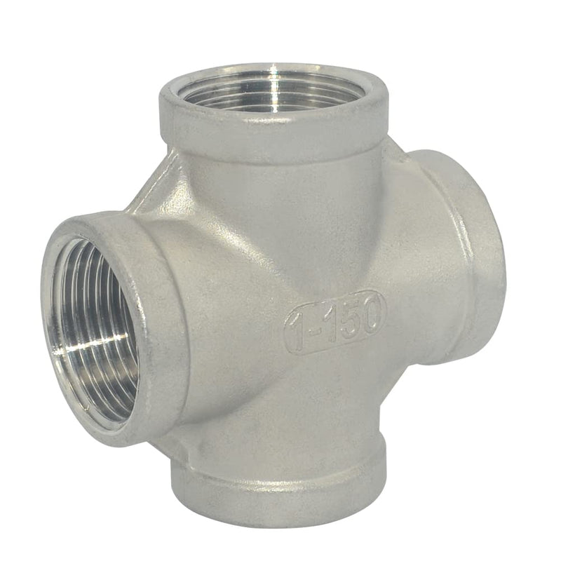 1" NPT Female Thread 4 Way Coupling,Cross,Stainless Steel 304 Cast Pipe Fitting 1 Inch