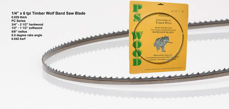 PS Wood Timber Wolf 125" x 1/4 x 6tpi Band Saw Blade