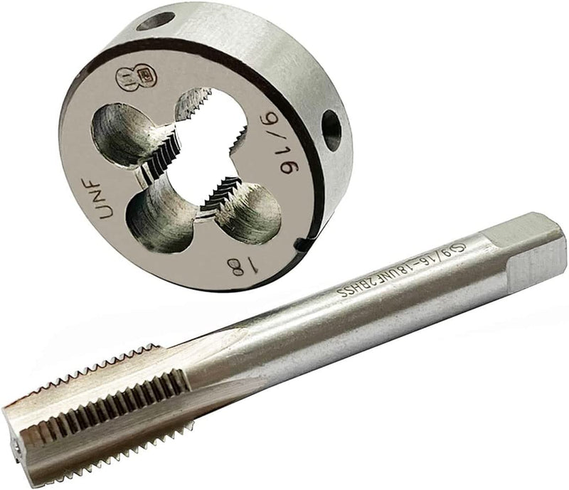 9/16-18 UNF Tap and Die Set 4 Flutes HSS Bottom Taper RIight Hand Thread Tap And Round Thread Die Set 9/16-18