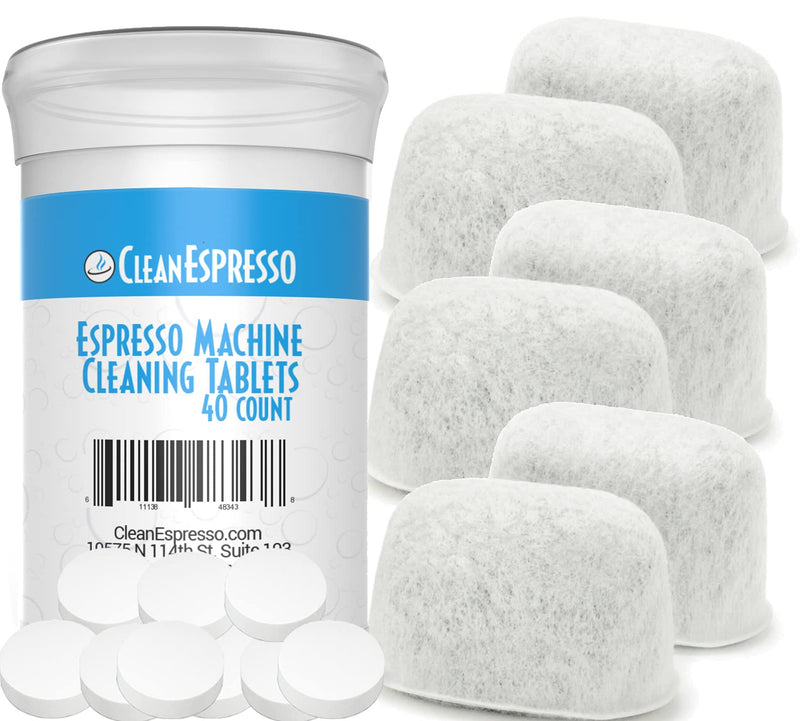 CleanEspresso - Breville Cleaning Kit - 40 Cleaning Tablets and 6 Water Filters for Breville Espresso Machines - 2g Espresso Machine Tablets