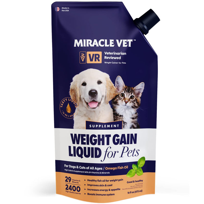High-Calorie Weight Gainer for Dogs & Cats - Multivitamin Nutritional Supplement Gel, Omega Fish Oil, Calcium - Puppy, Senior, Prenatal Cat & Dog Vitamins, Supplements for Weight Gain 16 oz - NewNest Australia