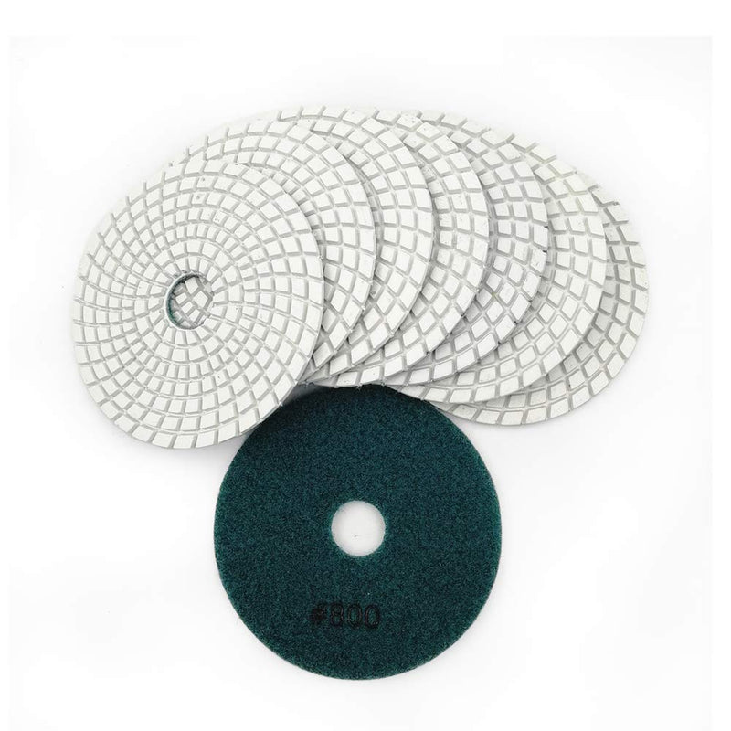 SHDIATOOL 4 - Inch Diamond Polishing Pads with White Bond Grit 800 Wet for Marble Granite Stone 8Pcs 100mm