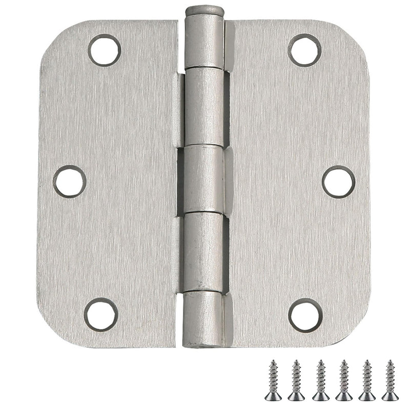Design House 181412 Door Hinges for Interior Doors 5/8-inch Radius Steel Door Hinge Door Hardware, 3-1/2-inch x 3-1/2-inch, Satin Nickel, 3-Pack