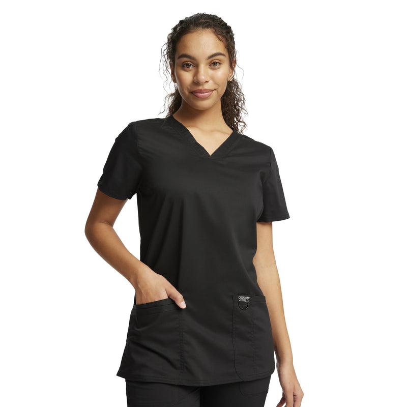 V-Neck Scrubs for Women Workwear Revolution, Soft Stretch, Easy Care WW620 X-Large Black
