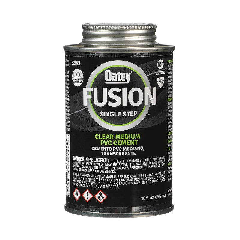 Oatey 32192 Fusion One-Step Self-Priming Medium-Bodied PVC Cement, 10 oz, Clear