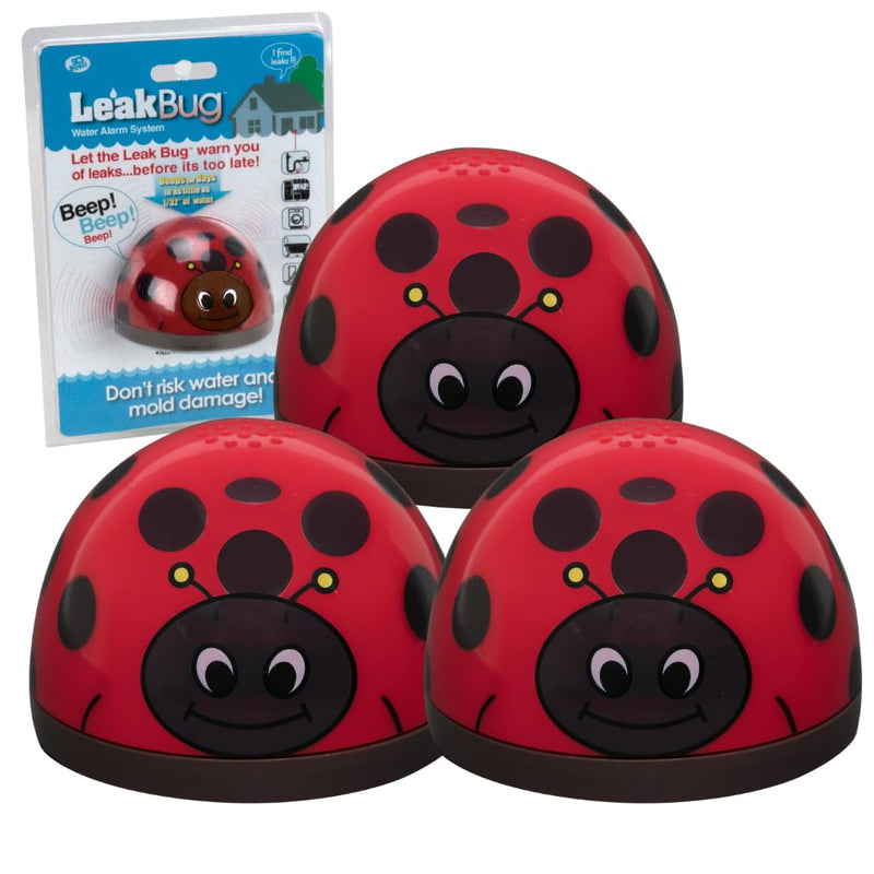 Water Leak Monitoring Sensor with Alarm 3 Pack - Leak Bug Electronic Water & Flood Leak Detector - Detects as Little as 1/32" of Water - Overflow Alert Sensor Beeps Loudly When Water is Detected
