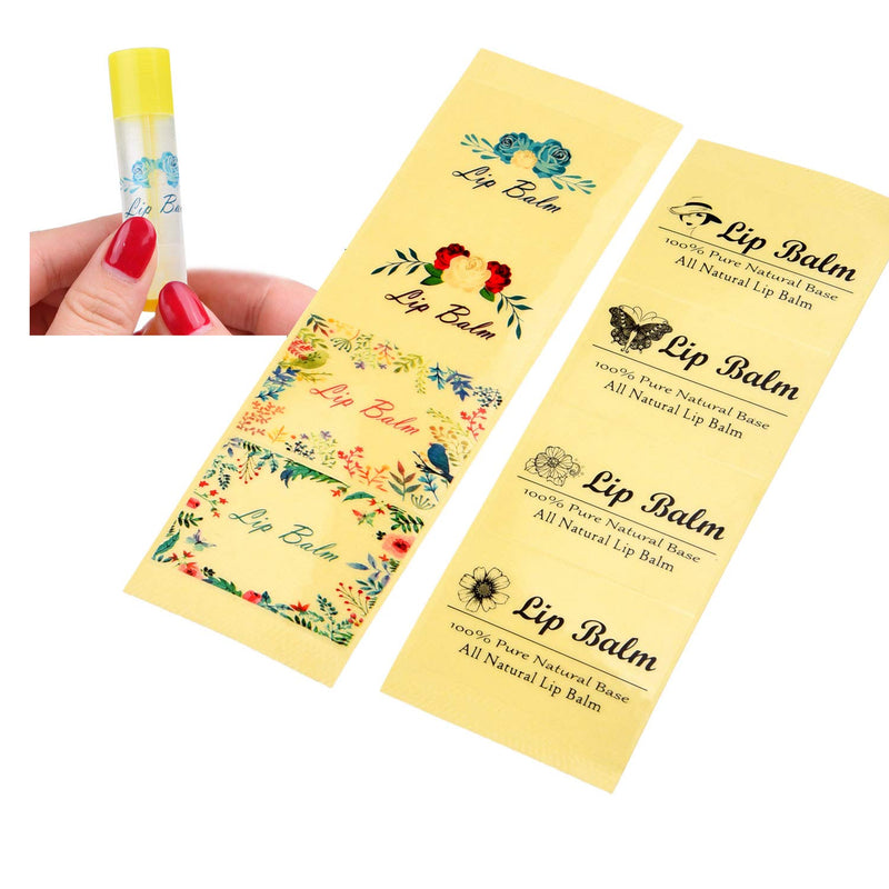 Kare & Kind Value Pack of 400 Labels - 8 Different Designs - for Lip Balm Containers, Nasal Inhaler Tubes, etc. - Self Adhesive, Easy Peel 400 pieces A Multicolor