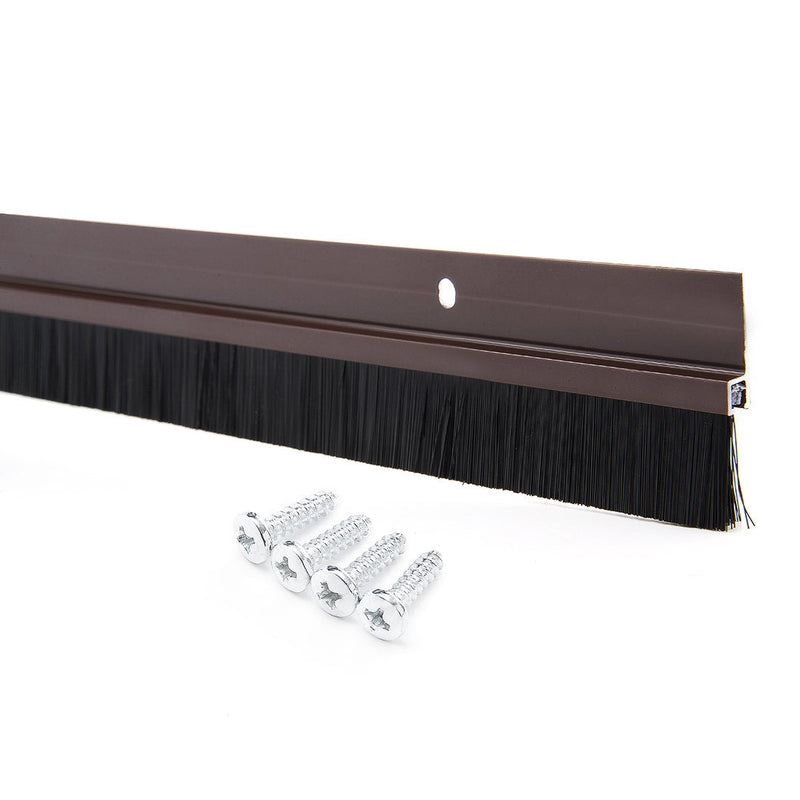 uxcell Door Brush Bottom Sweep Brown h-Shape Aluminum Alloy Holder w 0.8-inch Black PP Silicone Soft Brush, 1000mm x 43mm(Approx 39.37-inch x 1.7-inch) 39.37" x 0.8" black/Brown