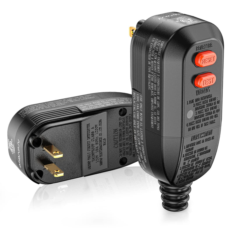 GFCI Replacement Plug Assembly Auto Reset 15 Amp 2 Prongs, 5 Years Warranty, Waterproof, Ground Fault Circuit Interrupter Safety Plug for Pressure Washer, Hot Tub, Air Conditioner, Hair Dryer 15Amp 2Prongs