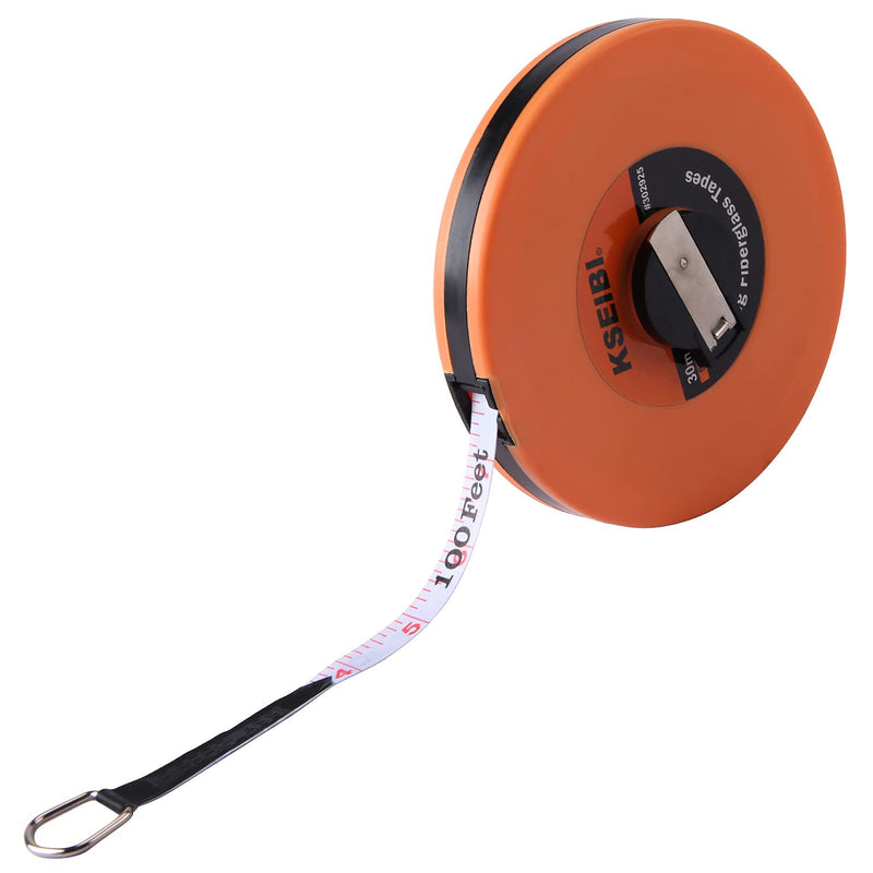 KSEIBI 302940 Closed Reel Long Tape Measure 165 ft Flexible Fiberglass Double Face Printing Inch/Metric for Land, Yard Distance Measurement, and Construction Work (165ft / 50m) 150ft / 50m