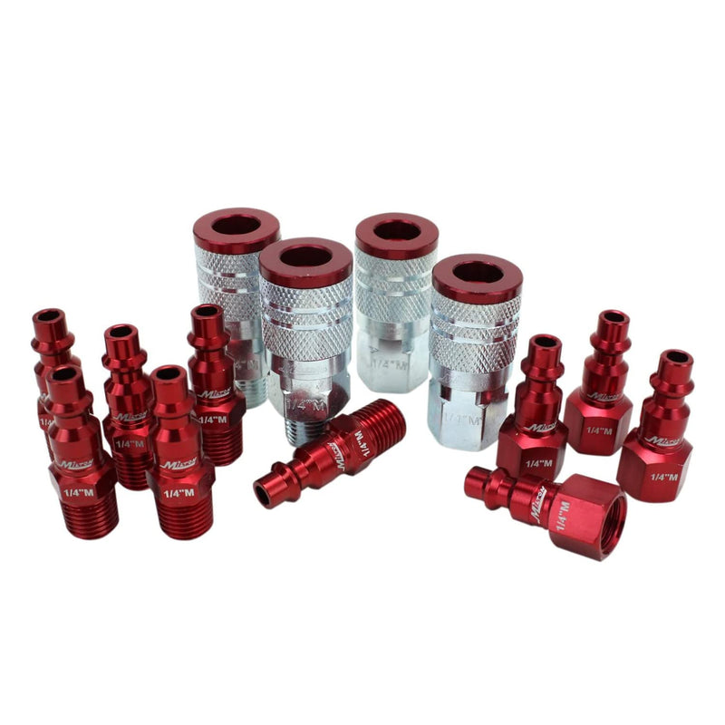 Milton S-314MKIT ColorFit Coupler & Plug Kit - (M-Style, Red) - 1/4" NPT, (14-Piece) - NewNest Australia