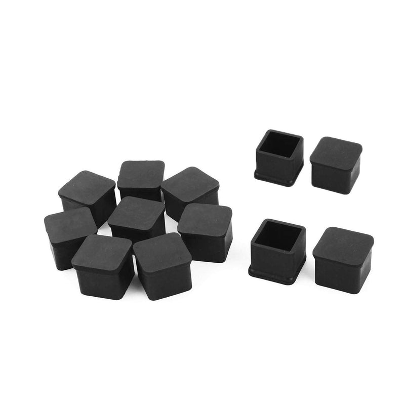 1 inch x1 inch Rubber Square Feet Furniture Table Chair Leg Foot Cover Caps Chair Leg Floor Protectors, Wood Floor Protector 1" x 1" 12pcs Black 1x1inch