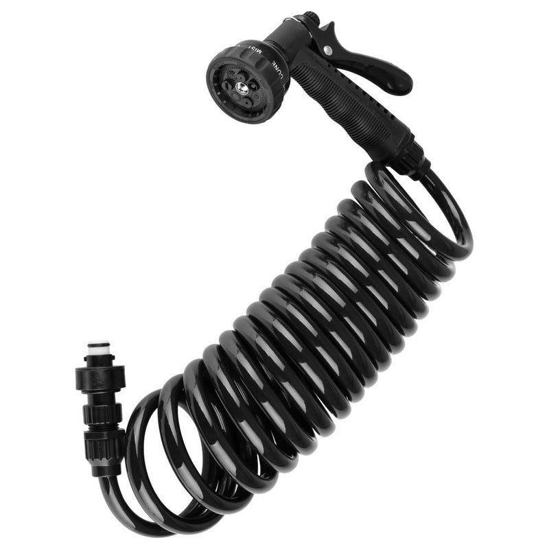 Dura Faucet DF-SA187-BK RV Exterior Quick Connect Sprayer with 7 Spray Settings and Coiled Hose Kit (Black) Black
