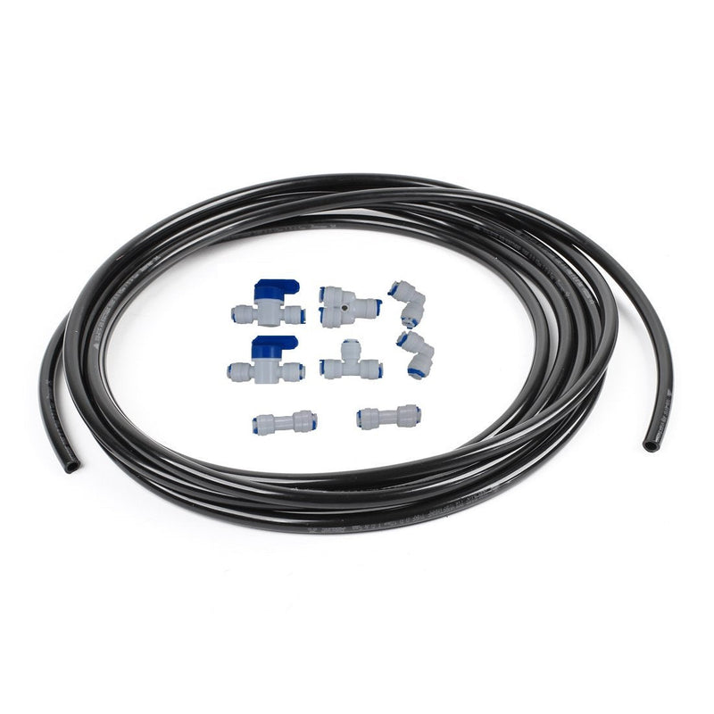 Lemoy 1/4" Quick Connect Water Purifiers Tube Fittings for RO Water Reverse Osmosis System（Ball Valve+Y+L+I+T Type）+5 meters（15 feet） tubing hose pipe（black） for RO Water Reverse Osmosis System Black