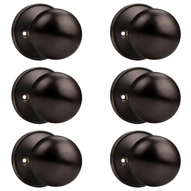 Probrico Classic Style Oil Rubbed Bronze Finish Dummy Handles Ball Style Door Knobs Lockset, 6 Pack