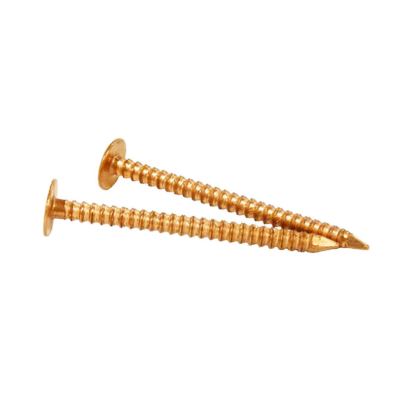 2" Solid Copper Ring Shank Roofing Nails, 10 Gauge, 3/8" Head, Diamond Point, for Slate and Tile Roofing, Gutters, Sheet Metal, Decorative Copper, Saddlery, 1 lb (Approx. 93 Nails), Made in USA