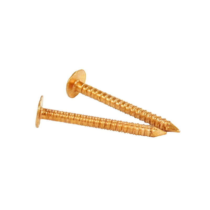 1 1/2" Solid Copper Ring Shank Roofing Nails, 10 Gauge, 3/8" Head, Diamond Point, for Slate and Tile Roofing, Gutters, Sheet Metal, Decorative Copper, 1 lb (Approx. 129 Nails), Made in USA