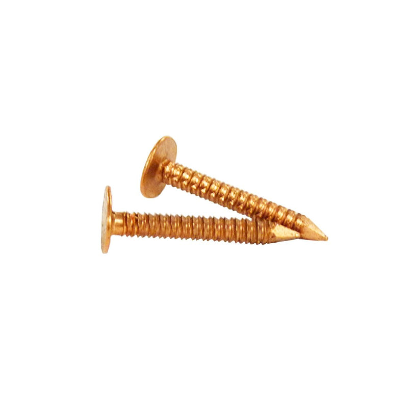 1" Solid Copper Ring Shank Roofing Nails, 11 Gauge, 3/8" Head, Diamond Point, for Slate Roofing, Gutters, Sheet Metal, Decorative Copper, Saddlery, 1 lb (Approx. 240 Nails), Made in USA