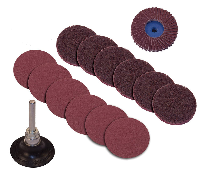 PFERD 14-Piece 2" COMBIDISC Type CDR Sanitary Finish Quick Change Discs/Pad Set - Non-Woven Abrasives - Compatible with Angle Grinder, Bench Grinder, Die Grinder - Part 42790