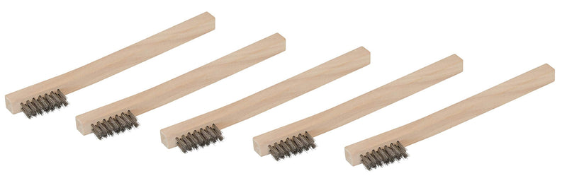 Steelman Stainless Steel 1200-Bristle Count Wire Brush for Mechanics and Painters, Removes Rust and Paint from Metals, Wood Handle, 5 Pack 1200 Bristle Count Wire Brush-5 pack