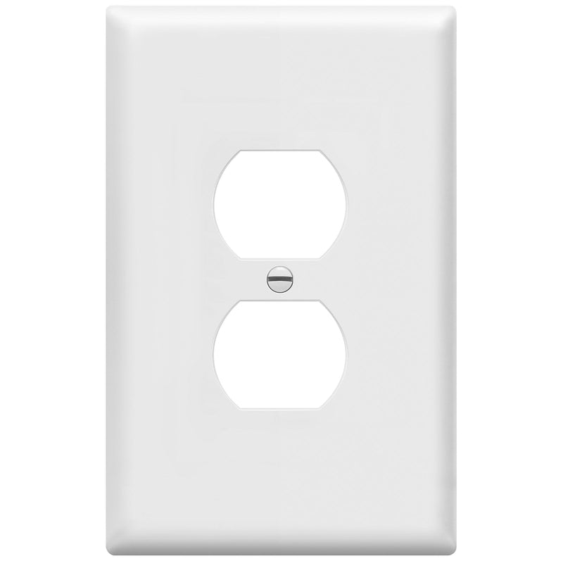 ENERLITES Duplex Receptacle Outlet Wall Plate, Jumbo Outlet Covers, Gloss Finish, Oversized 1-Gang 5.5" x 3.5", Polycarbonate Thermoplastic, 8821O-W, White Over-Size 1 Pack