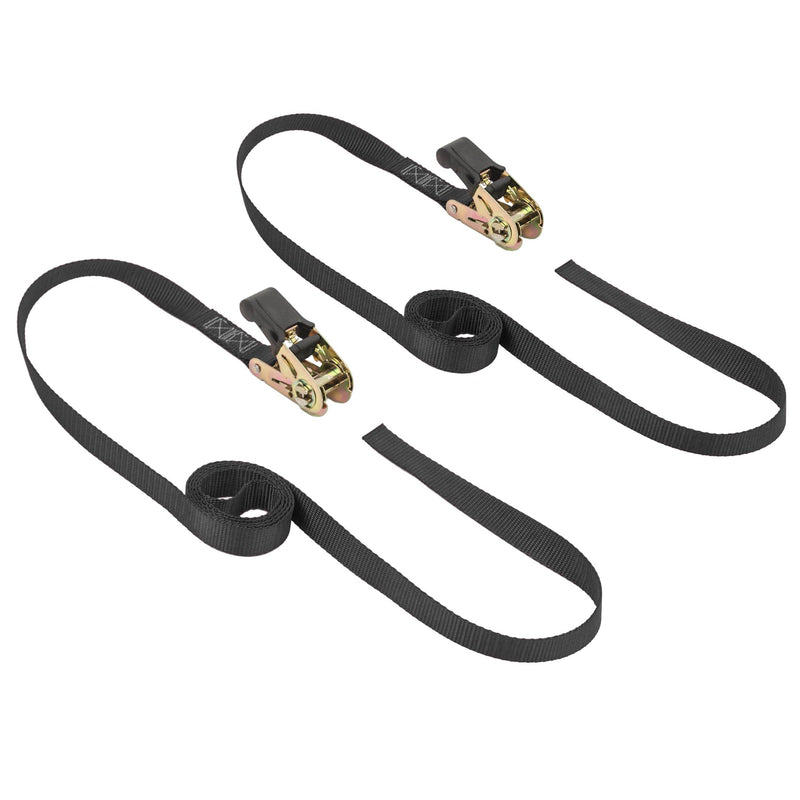 PowerTye Mfg Endless Ratchets - 1in x 7ft Easy Grip (no Hooks) - 400 lb. Working Load Limit / 1,200 lb. Break Strength - Black 2-Pack