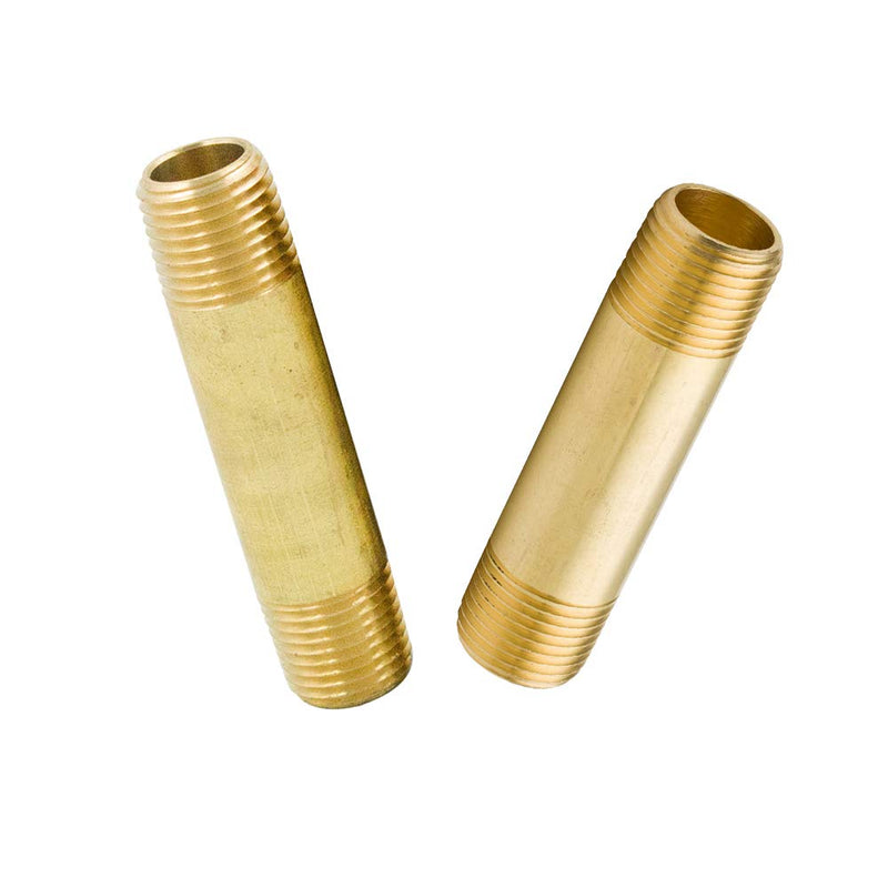 Legines Brass Pipe Fitting, Long Nipple, 1/2" NPT Male x 1/2" NPT Male, 2" Length (Pack of 2) 1/2×2"