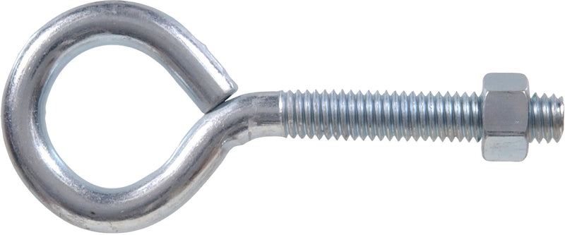 Hardware Essentials Eye Bolt with Hex Nut Zinc (1/4"-20 x 2"), 25 Pack