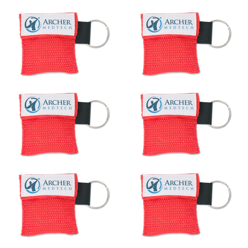 CPR Mask for Pocket or Key Chain, CPR Emergency Face Shield with One-Way Valve Breathing Barrier for First Aid or AED Training, Archer MedTech (6) 6