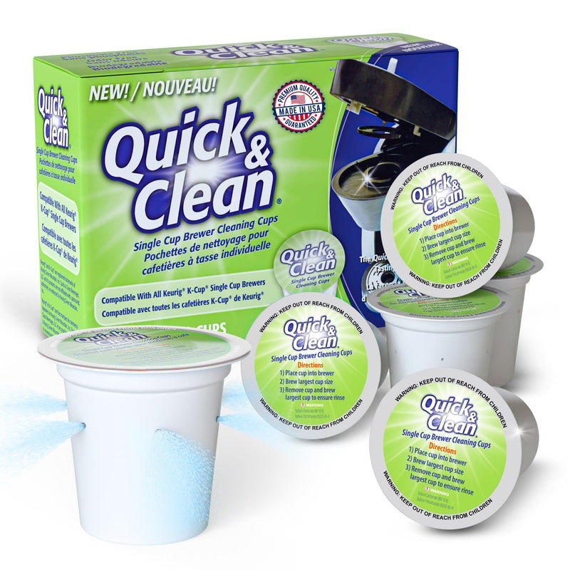 Quick & Clean [6-Pack] Keurig Cleaning Pods - K Cup Cleaner Pod For Keurig - 2.0 Coffee Machine Compatible, Removes Stains, Non-Toxic and Eco-Friendly 6 Count (Pack of 1)