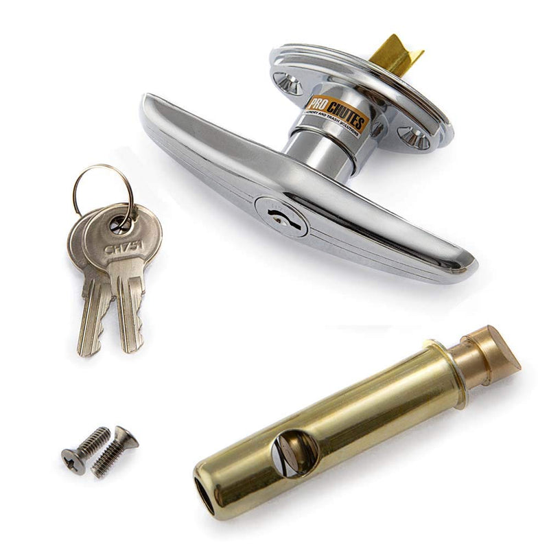 Trash Chute T Handles and Laundry Chute Door Latch kit with V Spindle for Bottom & Side hinged Doors. Compatible Handle Hardware Parts by Pro Chutes