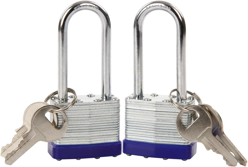SEPOX® Twins Keyed-Alike Padlock, Reinforced Laminated Steel Body 1-9/16" 40MM, Robust Hardened-Steel Long-Shackle, Pack of 2-Pcs Lock, 4-Pcs Same Keys, Ideal for Locker-Lock & Tool-Box 1-9/16 Inch