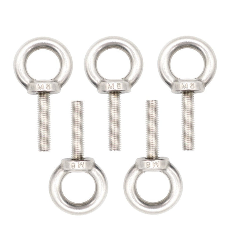 Eowpower 5 Pieces Stainless Steel M8 x 32 mm Ring Eye Bolts