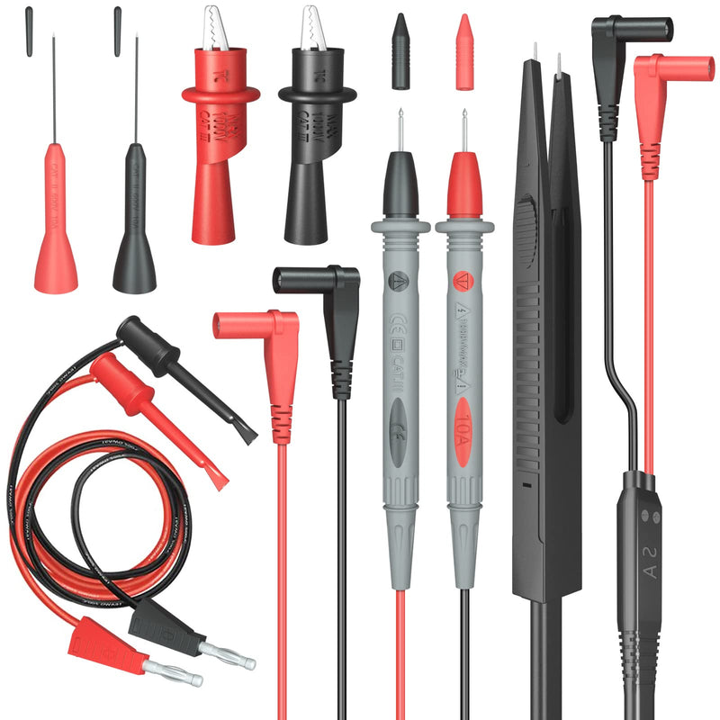Electrical Multimeter Test Leads Set with Alligator Clips Test Hook Test Probes Lead Professional Kit 1000V 10A CAT.II dm-0509