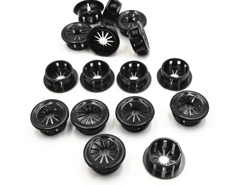 25mm Dia Snap-In Webbed Plastic Cable Bushing Grommet Black 40pcs