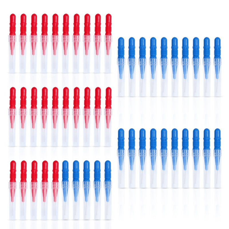 ewinever 50 Count Interdental Brush,Toothpick Tooth Flossing Head Oral Dental Hygiene Brush, Tooth Cleaning Tool (Red+Blue) Red+Blue-50 Count