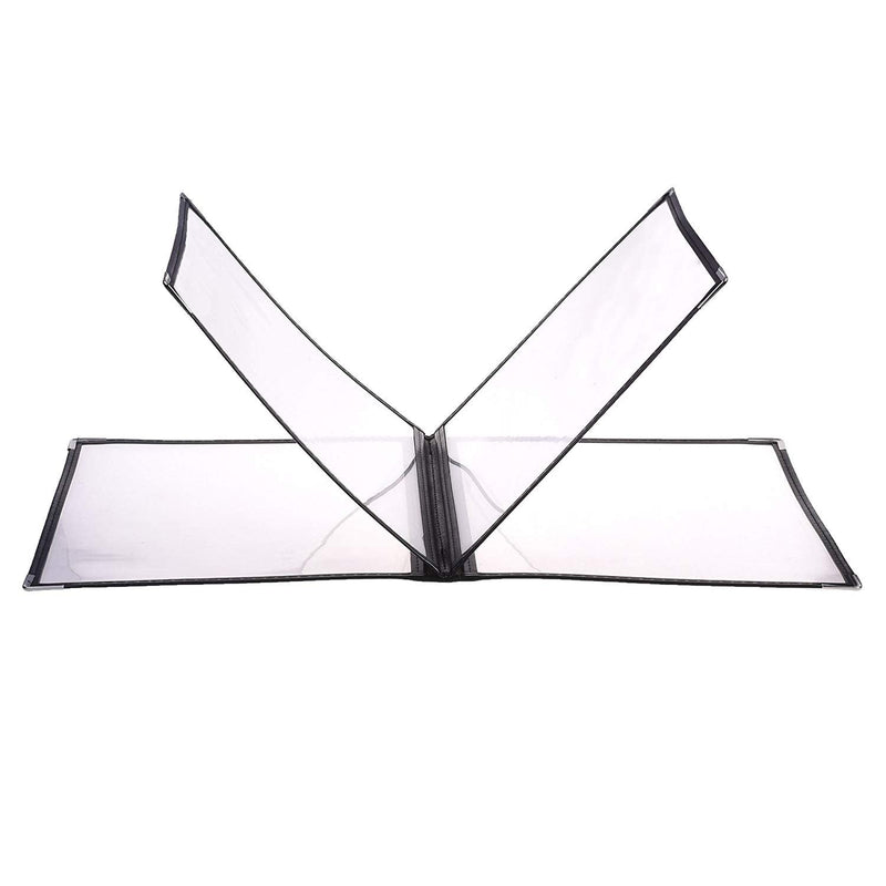 Cosmos Restaurant Menu Covers Book for Bar Cafe Kitchen - Restaurant Menu Holder Menu Folder Fits A4 Size Paper, 4 Pages 8 Views, Transparent Vinyl with Black Stitched Edge