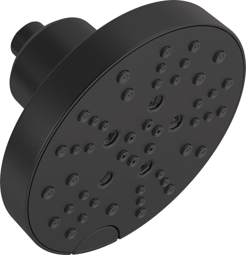 Delta Faucet 5-Spray Shower Head with H2Okinetic Technology, Matte Black Raincan Shower Head, Round Shower Head, Delta Rain Shower Head, Water Saving Shower Head, Matte Black 52668-BL 1.75 GPM Without Lumicoat