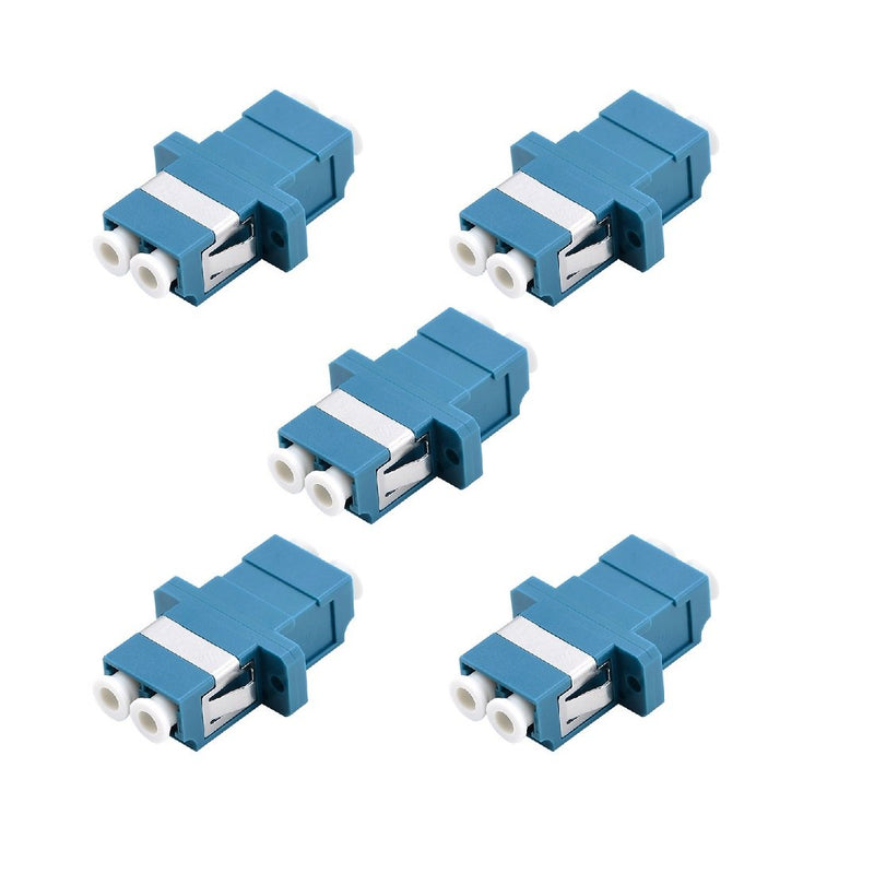 LC Fiber Optic Adapter - LC to LC Duplex Singlemode Coupler - 5 Pack - Blue