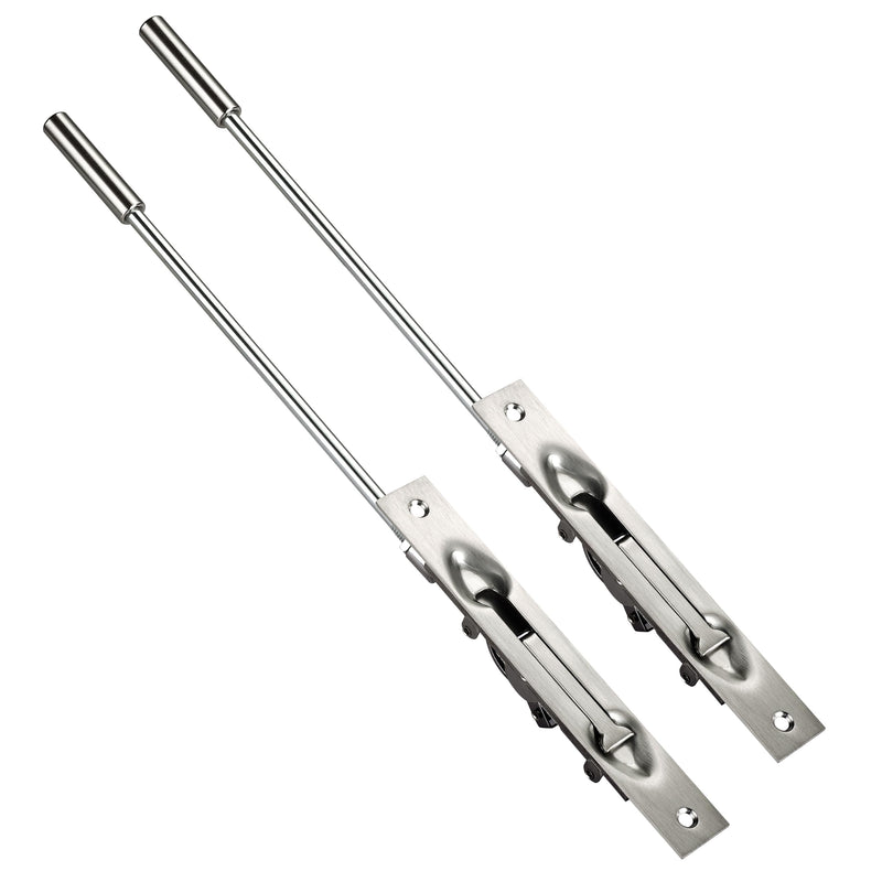 TOGU 2 Pack Lever Extension Flush Bolt Latch Slide Bolt Lock in 6" 8" 10" 12",Concealed Security Door Lock for French Doors,Composite Doors,Wood Doors,Brushed Stainless Steel Finish-12" 12 inch-2pcs