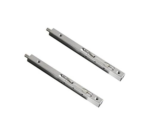TOGU 18" Solid Stainless Steel Lever Action Flush Bolt, Concealed Security Door Lock for Composite, French, Wood, Double & Dummy Doors, Brushed Stainless Steel Finish, 2 Pack