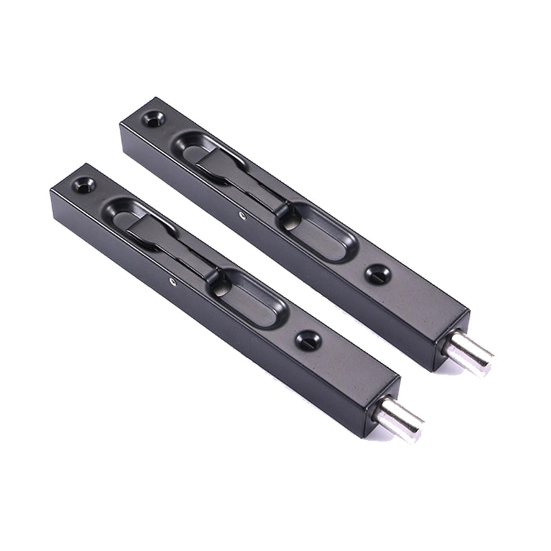 TOGU 2 Pack Stainless Steel Lever Action Flush Bolt in 6" 8" 10" 12" 18" 24",Concealed Security Flush Bolt Latch Slide Bolt Lock for Composite Doors,French Doors,Wood Doors,Double Doors,Matte Black-8"